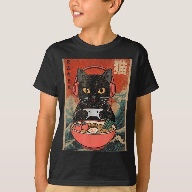 Camiseta Cat Ramen Japanese Funny Graphic Kawaii Anime  (Anverso)