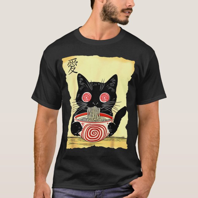 Camiseta Cat Ramen Japanese Funny Graphic Tees Kawaii Anime (Anverso)