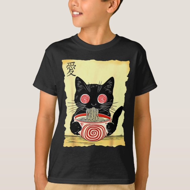 Camiseta Cat Ramen Japanese Funny Graphic Tees Kawaii Anime (Anverso)