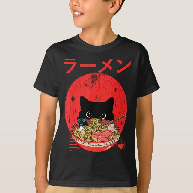Camiseta Cat Ramen Japanese Funny Graphic Tees Kawaii Cat A (Anverso)