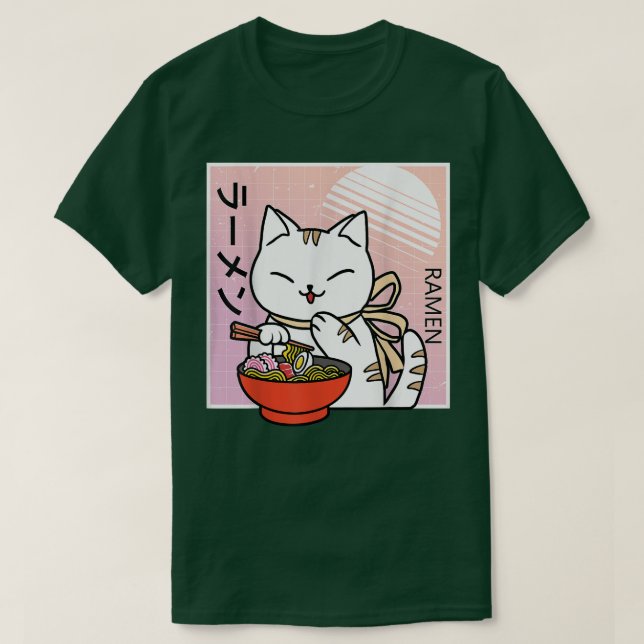 Camiseta Cat Ramen Kawaii Anime Comida japonesa  (Diseño del anverso)