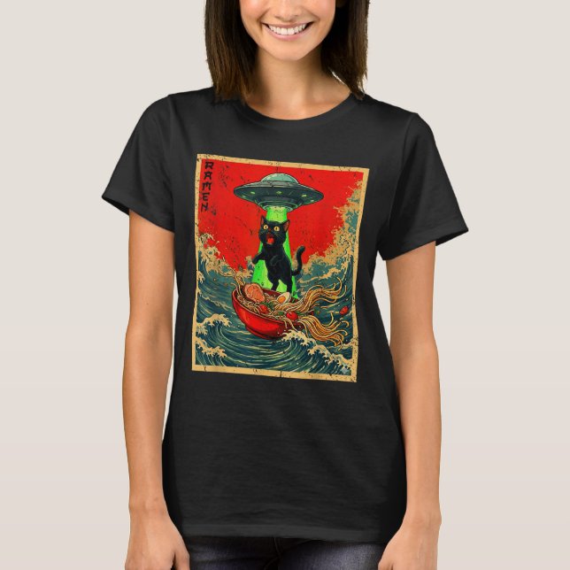 Camiseta Cat Ramen Ufo Japanese Anime Graphic Tees Men Wome (Anverso)