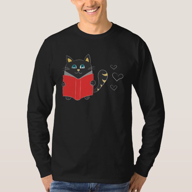 Camiseta Cat reading cat animal love cat friend (Anverso)