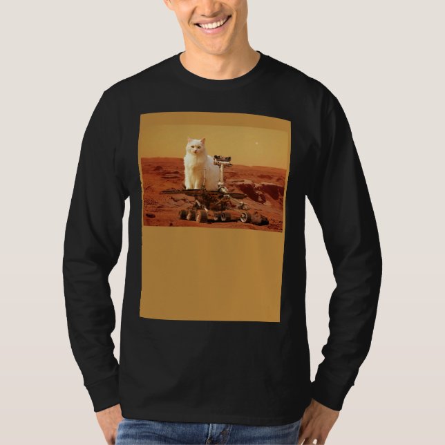 Camiseta Cat Riding Mars Rover on Foreign Landscape (Anverso)