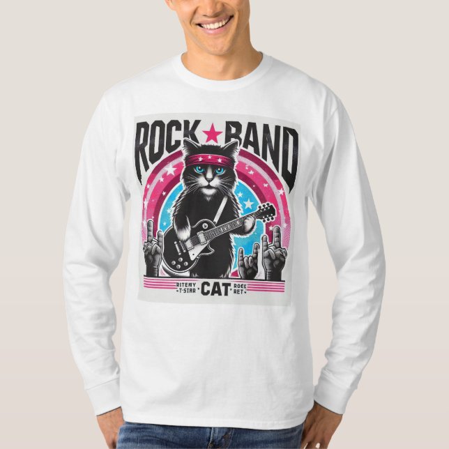 Camiseta Cat rock band (Anverso)