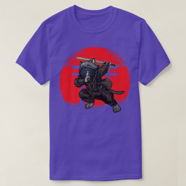 Camiseta Cat Samurai Japan Flag Kendo Ninja Sword Warrior S (Diseño del anverso)