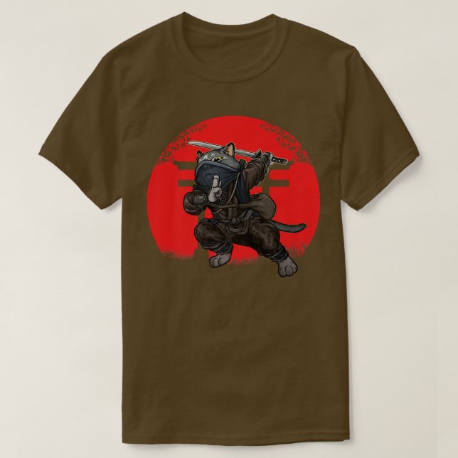 Camiseta Cat Samurai Japan Flag Kendo Ninja Sword Warrior S (Diseño del anverso)