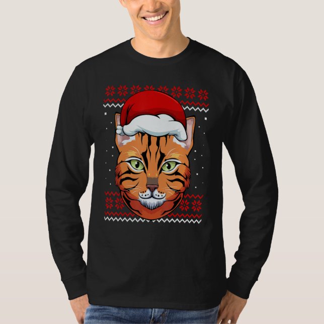 Camiseta Cat Santa Hat Ugly Christmas Pajama Cute Kitten Ki (Anverso)