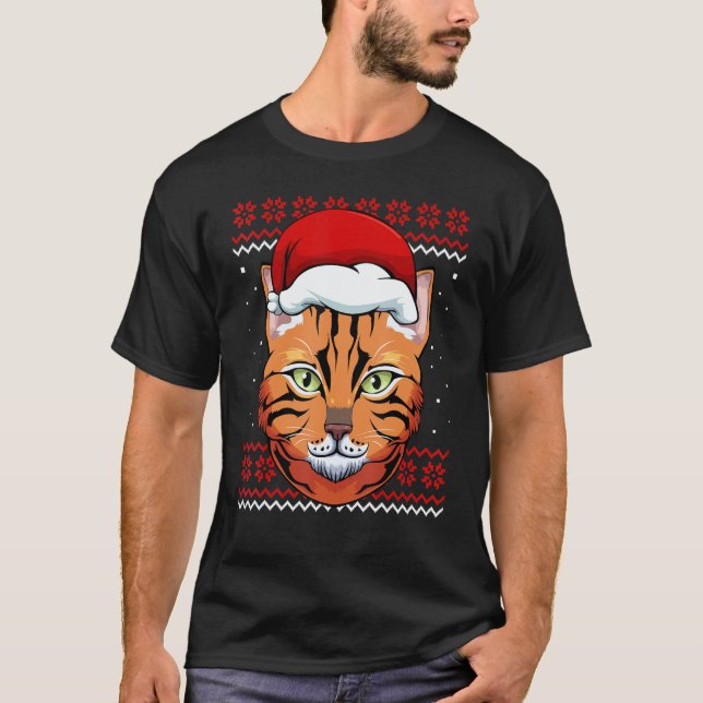 Camiseta Cat Santa Hat Ugly Christmas Pajama Cute Kitten Ki (Anverso)