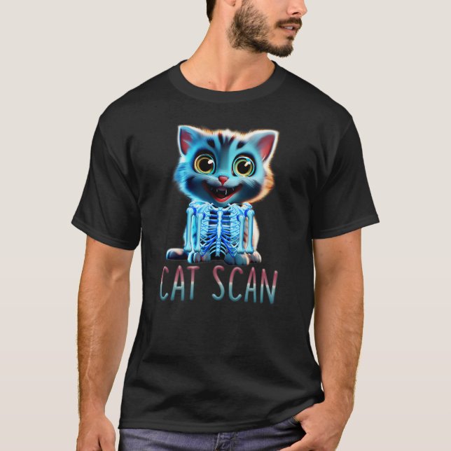 Camiseta Cat Scan CT Scan Halloween Cat X-Ray Pun Meme Rad  (Anverso)