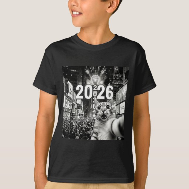 Camiseta Cat Selfie At New York Happy New Years Eve 2026 Ba (Anverso)