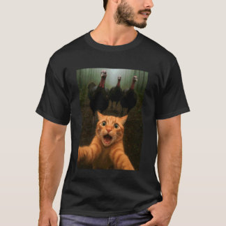 Camiseta Cat Selfie Turkey Chase Funny Thanksgiving Kitty H
