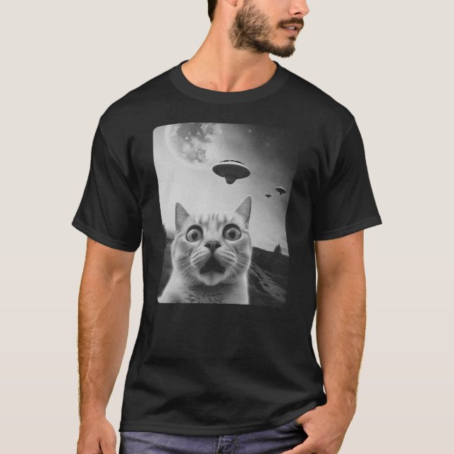Camiseta Cat Selfie UFO (Anverso)