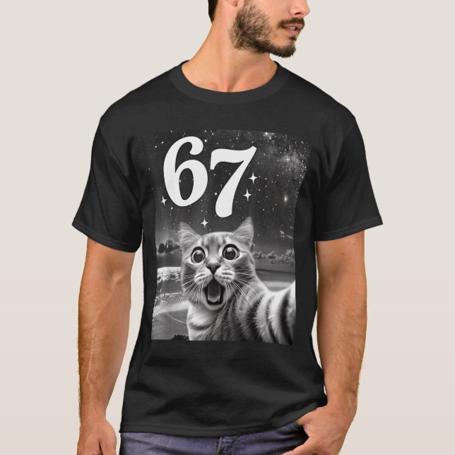 Camiseta Cat Selfie With 67 Meme Funny Cats Graphic For Men (Anverso)