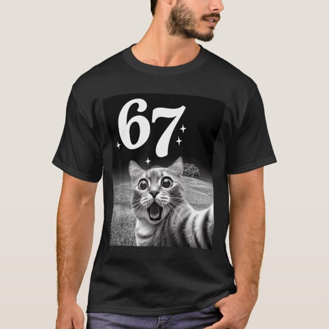 Camiseta Cat Selfie With 67 Meme Funny Cats Graphic For Men (Anverso)