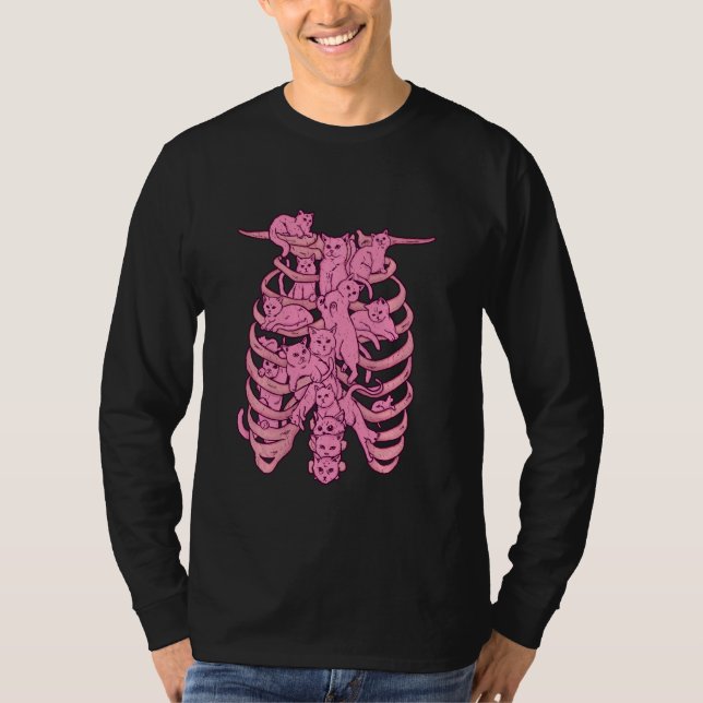 Camiseta Cat Shirt Kitty Tshirt Skeleton Pastel Gótico (Anverso)