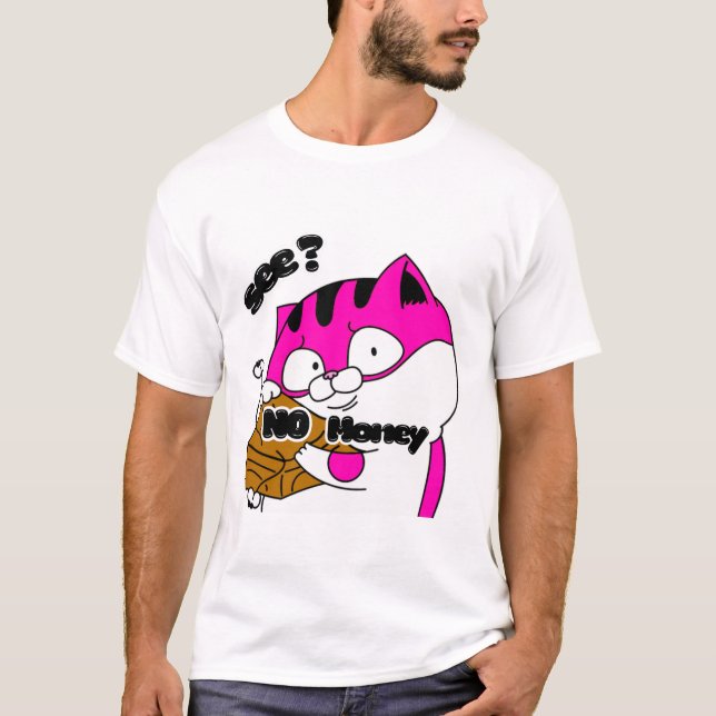 Camiseta Cat Showing Purse Saying “See No Money” Funny Cute (Anverso)