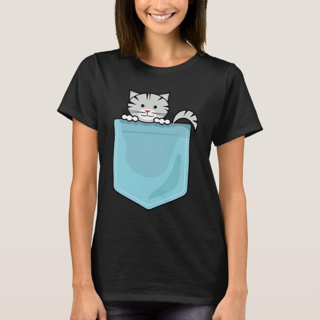 Camiseta cat sitting inside a pocket  Tabbies Stripes Patte (Anverso)