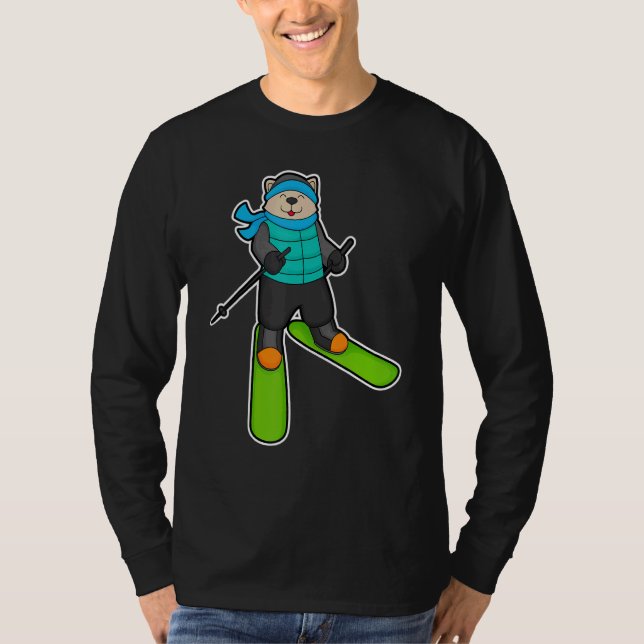 Camiseta Cat Skier Ski Winter sports (Anverso)