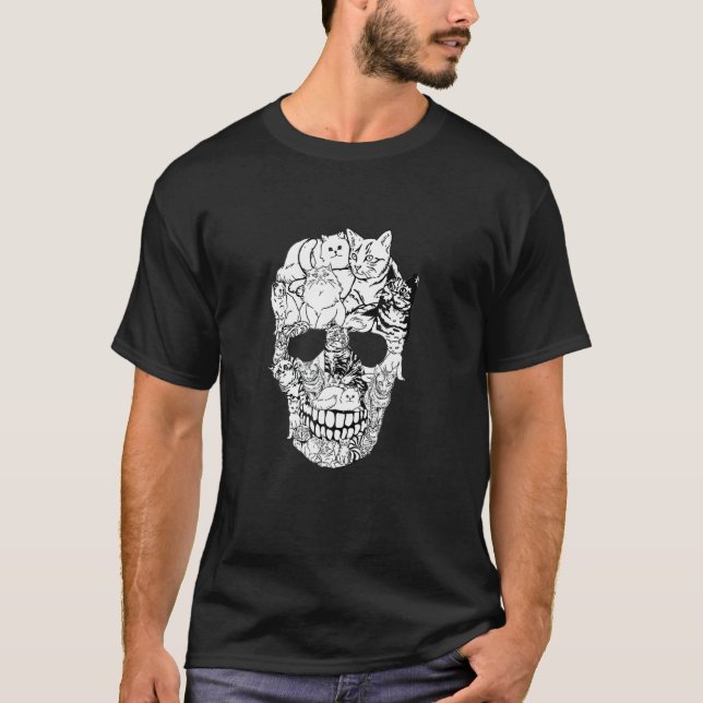 Camiseta Cat Skull Kitty Skeleton Halloween Costume Skull C (Anverso)
