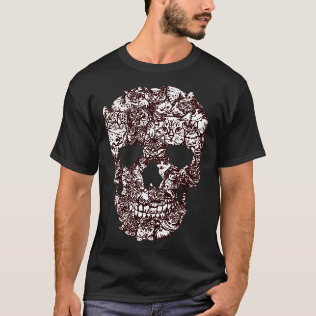 Camiseta Cat Skull T-Shirt Kitty Skeleton Halloween Costume (Anverso)