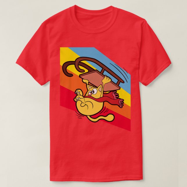 Camiseta Cat Sledging Sled Sleighing Sledding Winter Season (Diseño del anverso)