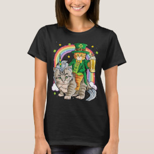 Camiseta Cat St Patricks Day Leprechaun Riding Caticorn Uni