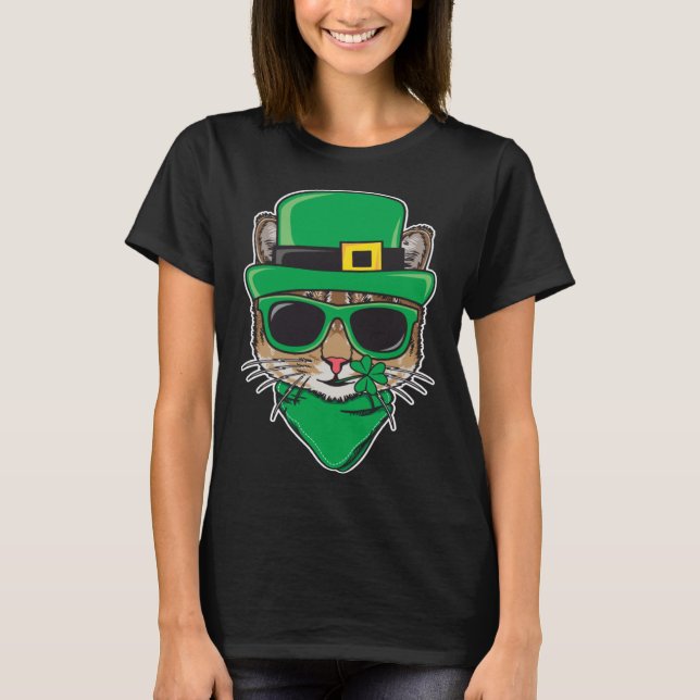 Camiseta Cat St Patricks Day Shamrock Sunglasses Irish Pats (Anverso)