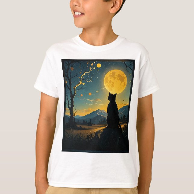 Camiseta Cat Starry Night Van Gogh Cat For Cat Lover Cat Mo (Anverso)
