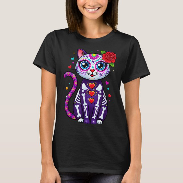 Camiseta Cat Sugar Skull Cute Cat For Cat Lover Cat-m  (Anverso)