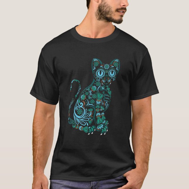 Camiseta Cat Sugar Skull Earth Day Kitten Lover (Anverso)
