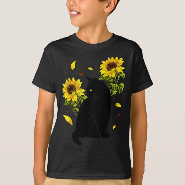 Camiseta Cat Sunflower Christmas Tree Sun Flower Cat Lover  (Anverso)
