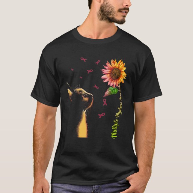 Camiseta Cat Sunflower Multiple Myeloma Awareness (Anverso)