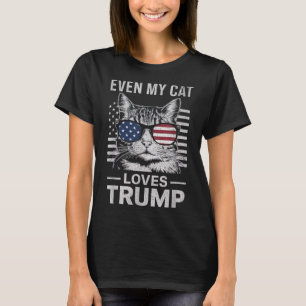 Camiseta Cat Sungles Bandera Estadounidense Incluso A Mi Ga