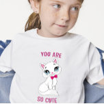 Camiseta Cat T-shirt for kids, you are so cute<br><div class="desc">Make her smile with this adorable T-shirt featuring a sweet kitten. Featuring a cute cat with a bow around its neck and the phrase "you are so cute, " it's made of soft and comfortable cotton. Perfect for young cat lovers, it will surely become a new favorite in the wardrobe!...</div>