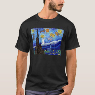 Camiseta Cat T, Starry Night Cat, Womens Cat , Van Gogh Cat