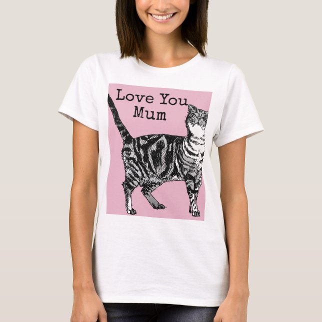 Camiseta Cat Tabby Pastel Cats Rose Pink Love Mum Mother (Anverso)