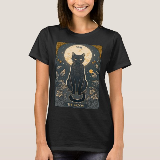 Camiseta Cat Tarot Card Moon Tarot Card Cat Mom of Cats Cut (Anverso)