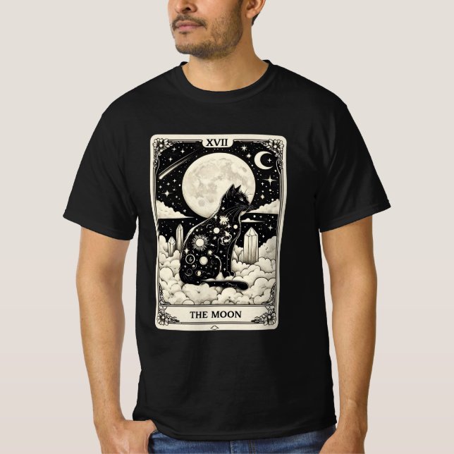 Camiseta Cat Tarot Card The Moon Graphic (Anverso)