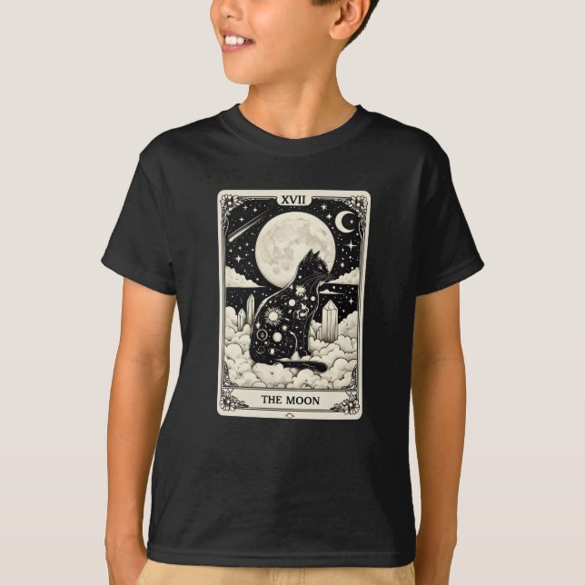Camiseta Cat Tarot Card The Moon Graphic (Anverso)