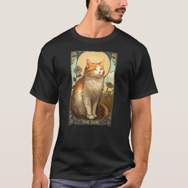 Camiseta Cat Tarot Card, The Sun Tarot Card, Art Nouveau (Anverso)