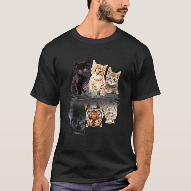 Camiseta Cat Team Mirror Kitten lindo gato negro (Anverso)