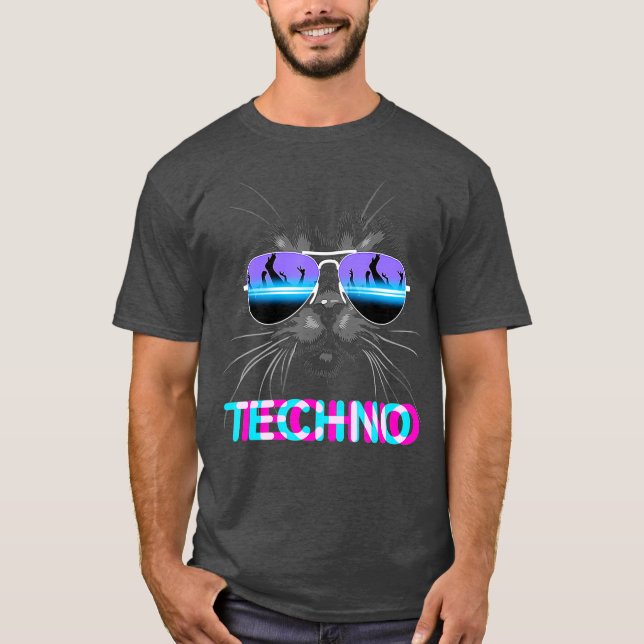 Camiseta Cat Techno DJ Electro Music (Anverso)