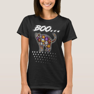 Camiseta Cat Tee Colorful Cat Halloween Cat Boo Raglan