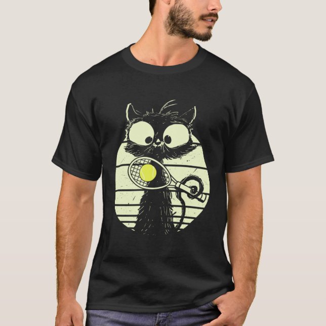 Camiseta Cat Tennis Tennis Player Cat Cute Funny Cat (Anverso)