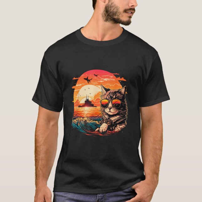 Camiseta Cat-titude in Paradise Funny Cat on the Beach (Anverso)