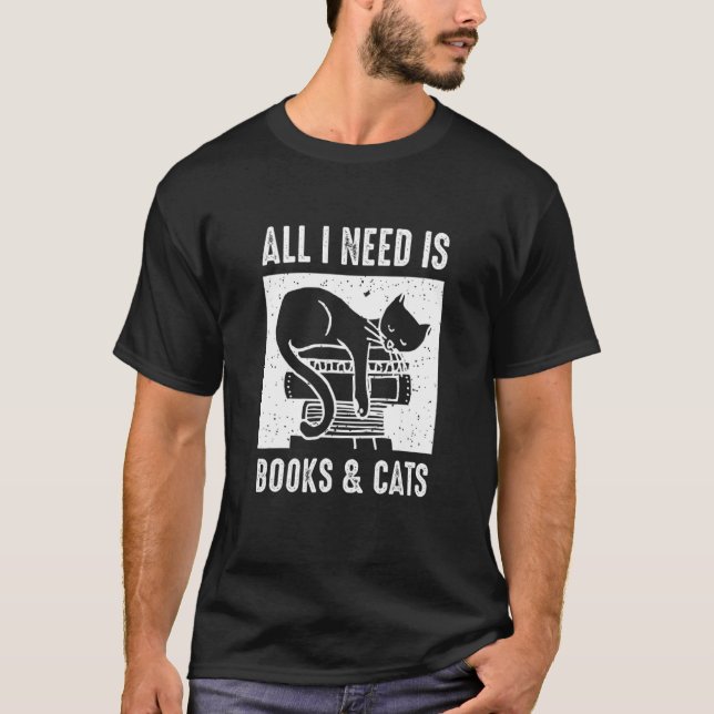 Camiseta Cat Todo Lo Que Necesito Es Libros Libros Libros D (Anverso)