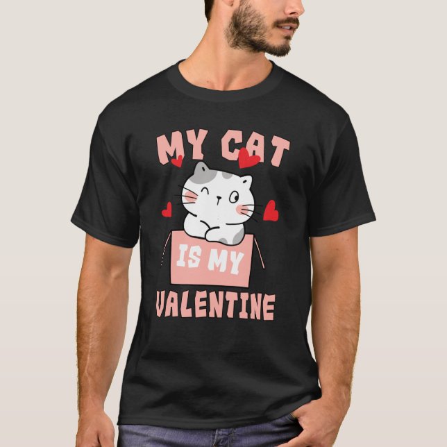 Camiseta Cat Toy Valentine's Day Heart Balloon Box Her For  (Anverso)