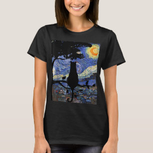 Camiseta Cat Tshirt, Starry Night Cat Tee, Van Gogh Cat Gif