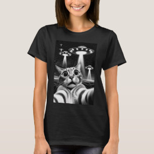 Camiseta Cat UFO Gracioso Meme De Invasión Retro Gato Alien